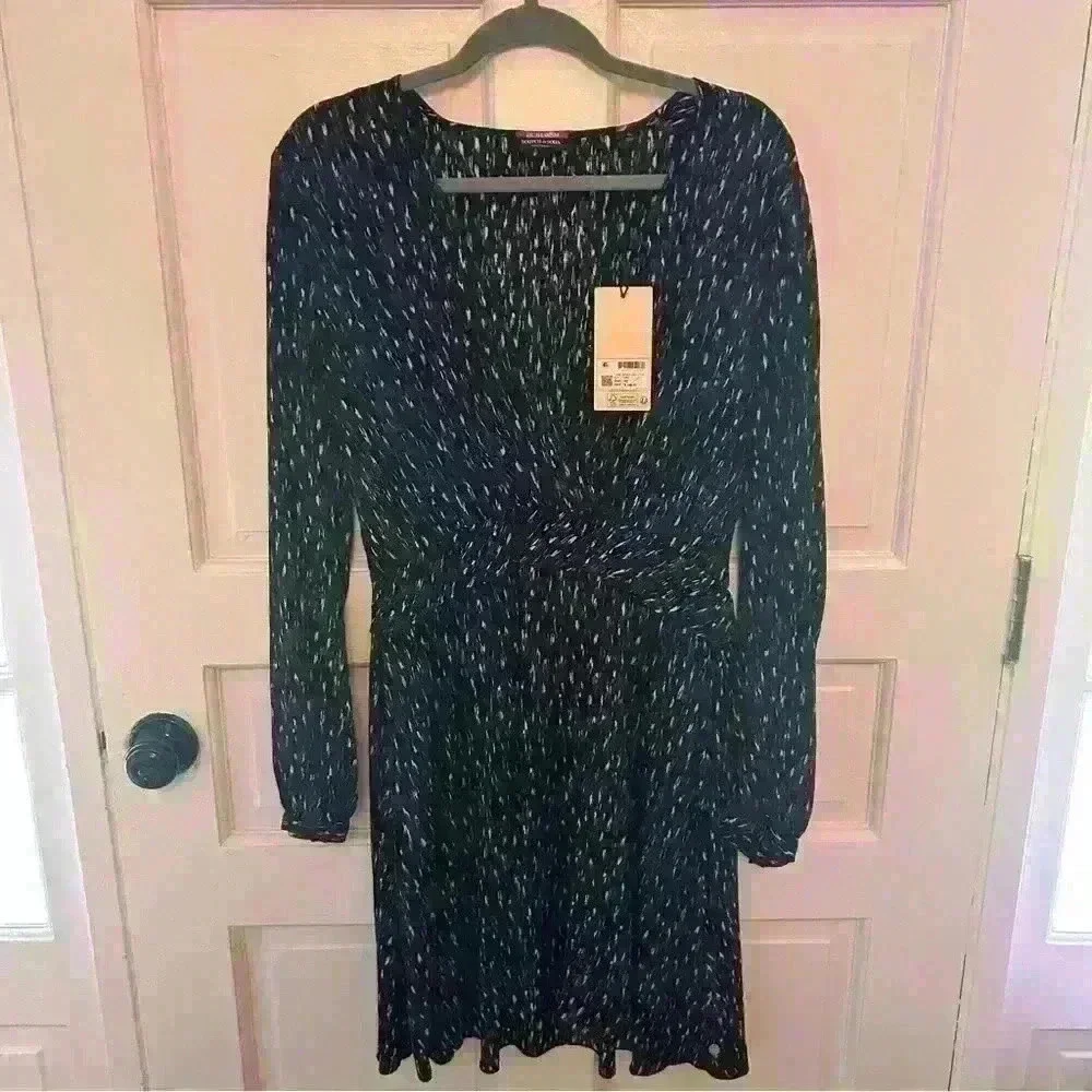 NWT Scotch and Soda “In Bloom” Dress Eu40/8 Bold Geometric Print Boho Midi Work